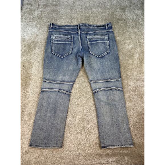 8IGHTH DSTRKT Blue Gray Men's Biker Denim Cargo Jeans Size 42x27 Hemmed B381 - Picture 7 of 16